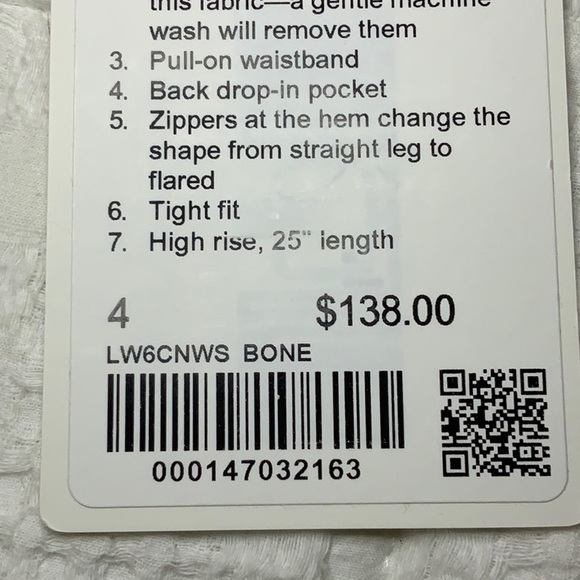 NWT- Ribbed Softstreme Zip-Leg High-Rise Cropped Pant 25"- BONE - Picture 9 of 9